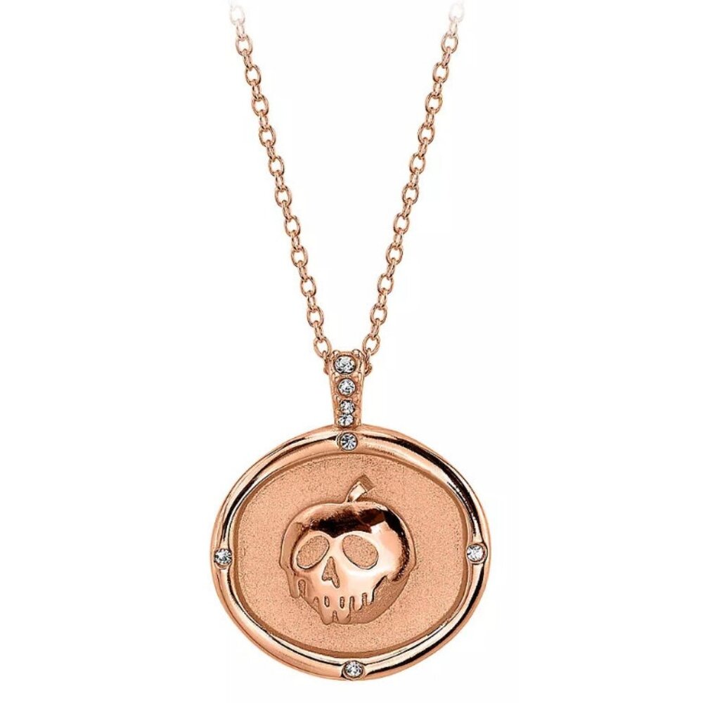 Disney Villians Evil Queen Poison Apple Rose Gold Necklace Snow White NEVER WORN